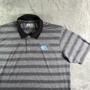 Russell UNC Tar Heels Polo Shirt Striped Athletic Training Gray XL